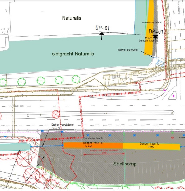 plattegrond Shellpomp Naturalis: te dempen sloten